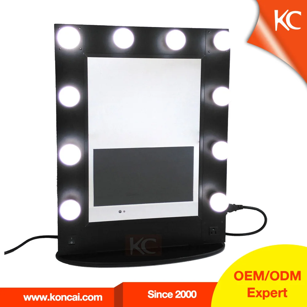 
New style hollywood vanity mirror with lights, girls makeup artist stylist professional makeup mirror with video screen 