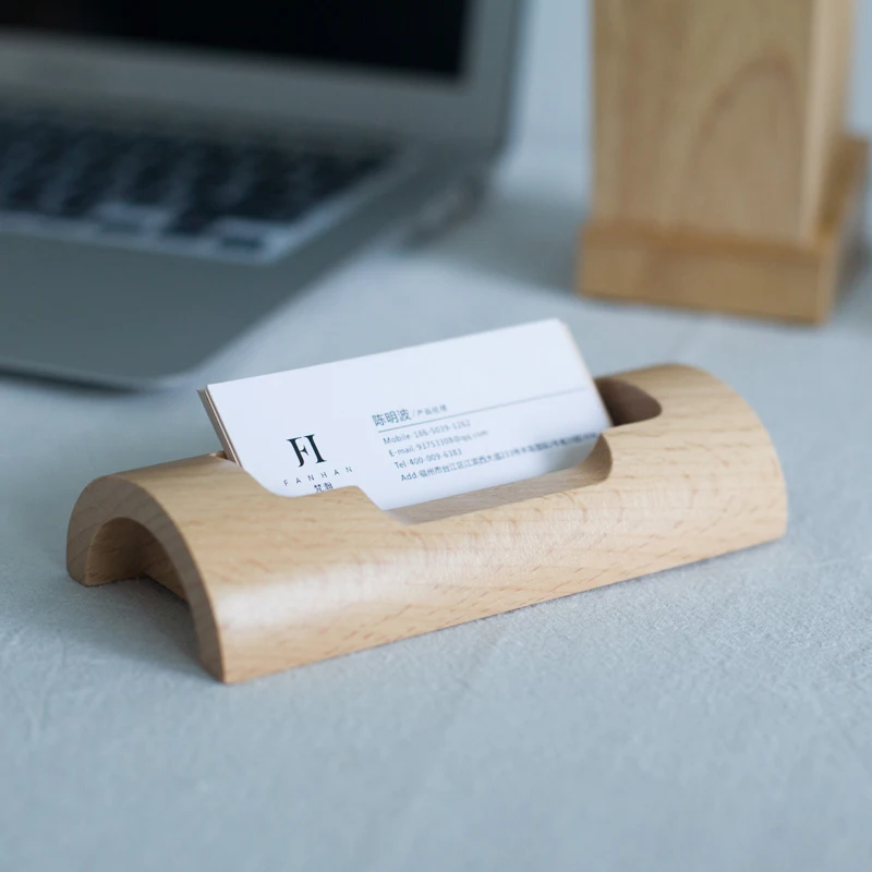 
wooden business card storage holder 