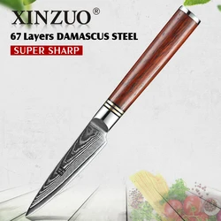 Professional Japanese classic 3 inch rosewood handle Damascus steel kitchen paring knife