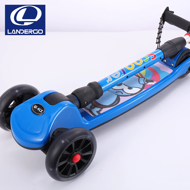 Landergo Three Wheels Scooter Maxi Folding Kick Scooter for Kids Adjustable Handlebar For Age 5-12