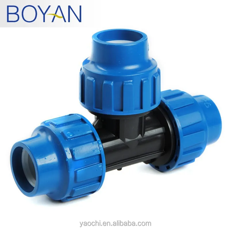 China supplier free samples hydraulic equal PP compression fitting tee