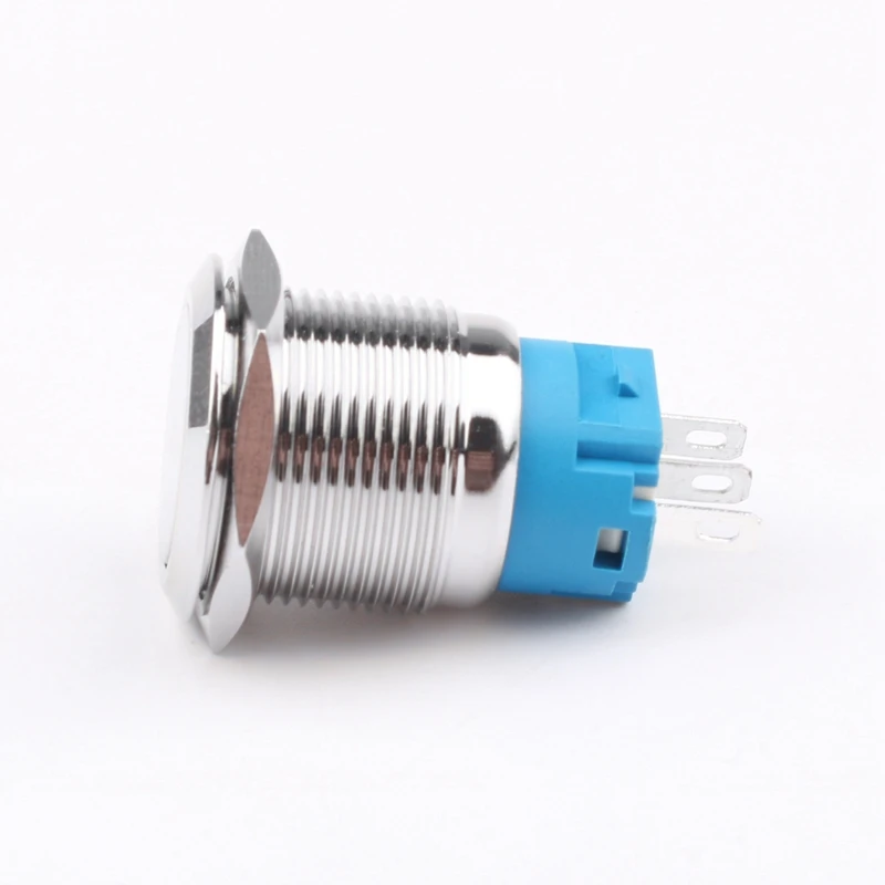 Stainless steel no nc 3 pin 2 step dia.19mm  Self-locking metal push button switch