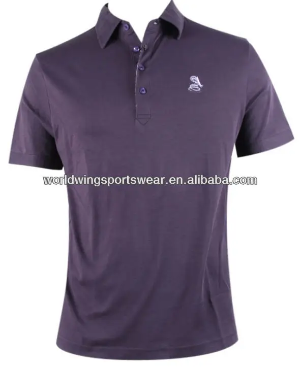
Mens custom embroidery short sleeves purple polyester coolmax polo shirt 