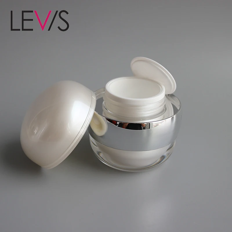 
Most Popular Pearl White Acrylic Ball Vacuum Cosmetic Face Cream Jars 50g 