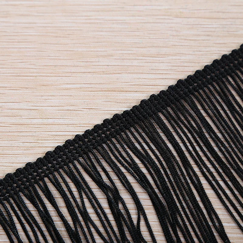 Wholesale 6Inch 15CM Black White Polyester Thickness Fabric Fringe Tassel Trim For Dress