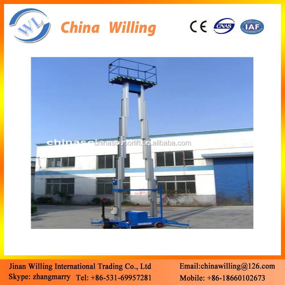 Двойной мачты 16 м сверхмощный алюминиевый сплав подъема подъема рабочей платформы на продажу