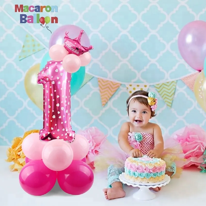 Helium Balloon 1-10 Year Birthday Globos Birthday Balloons Blue Pink Number Foil Balloons 1 2 3 4 5 6 7 8 9 Years KK29
