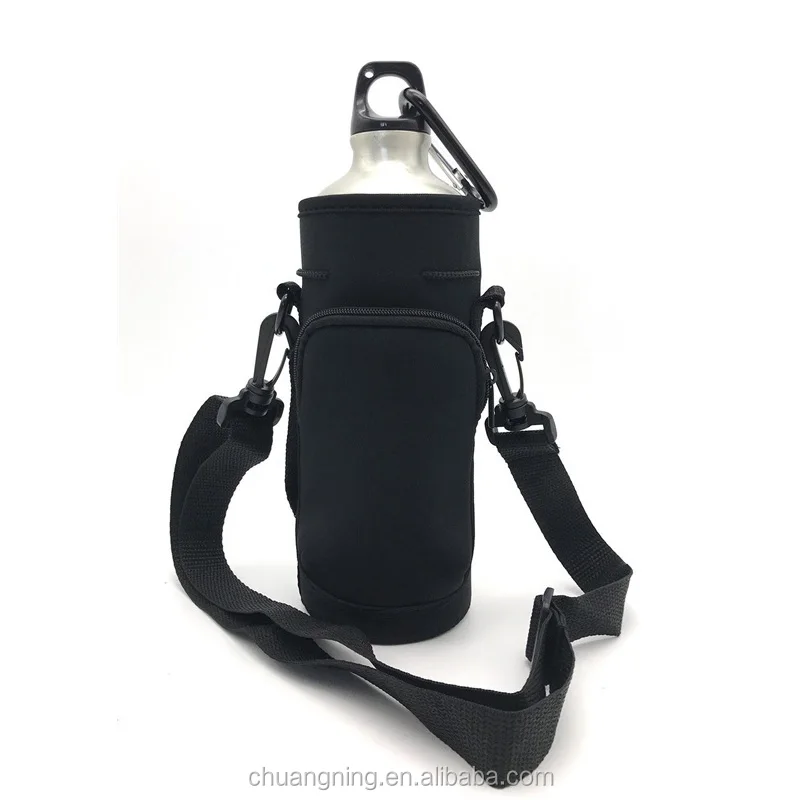 Water Bottle Carrier Bag Holder Sleeve With Adjustable Shoulder Strap And Porket Insulated Bottle Case Pouch Cover