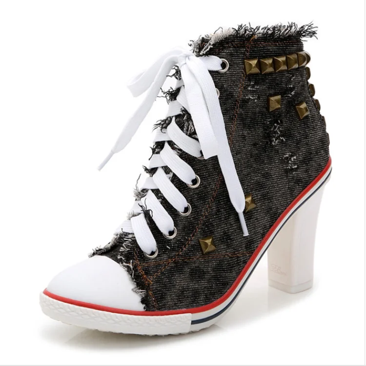 Popular Canvas High Heel  Sports Running Sneakers for Women