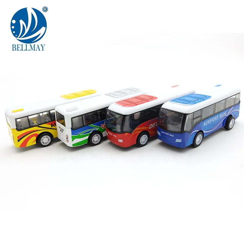 Bemay Toy 1:55 Alloy Toy Diecast Model Car Pull Back Diecast Scale Models Bus Toy With 4 Style
