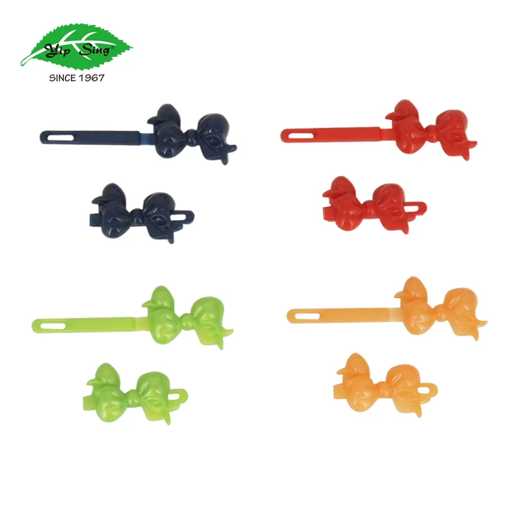 Yip Sing Most Popular Cheap Colorful Bowtie Fancy Plastic Kids Hair Barrettes