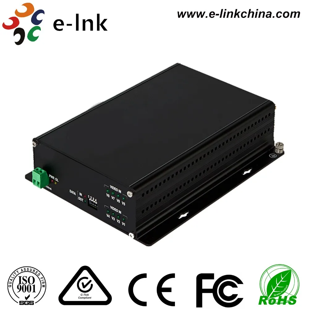 E-link 1310nm 8 портов 20km -40ºC to +85ºC видеонаблюдение оптоволоконный трансивер передатчик видеосигнала по оптоволокну