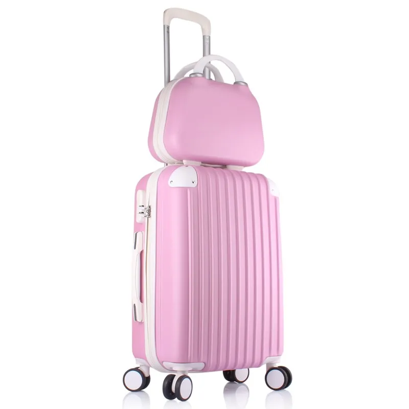 Best quality candy color lady trolley luggage suitcase & Big ABS travel luggage