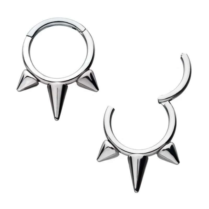 Кольцо для пирсинга носа G23, титановое кольцо с откидным сегментом, с 3 шипами, 16 г