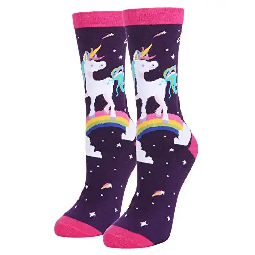 
18537 Women happy comfortable combed cotton my socks Little Pony lovely horse pattern crew socks 