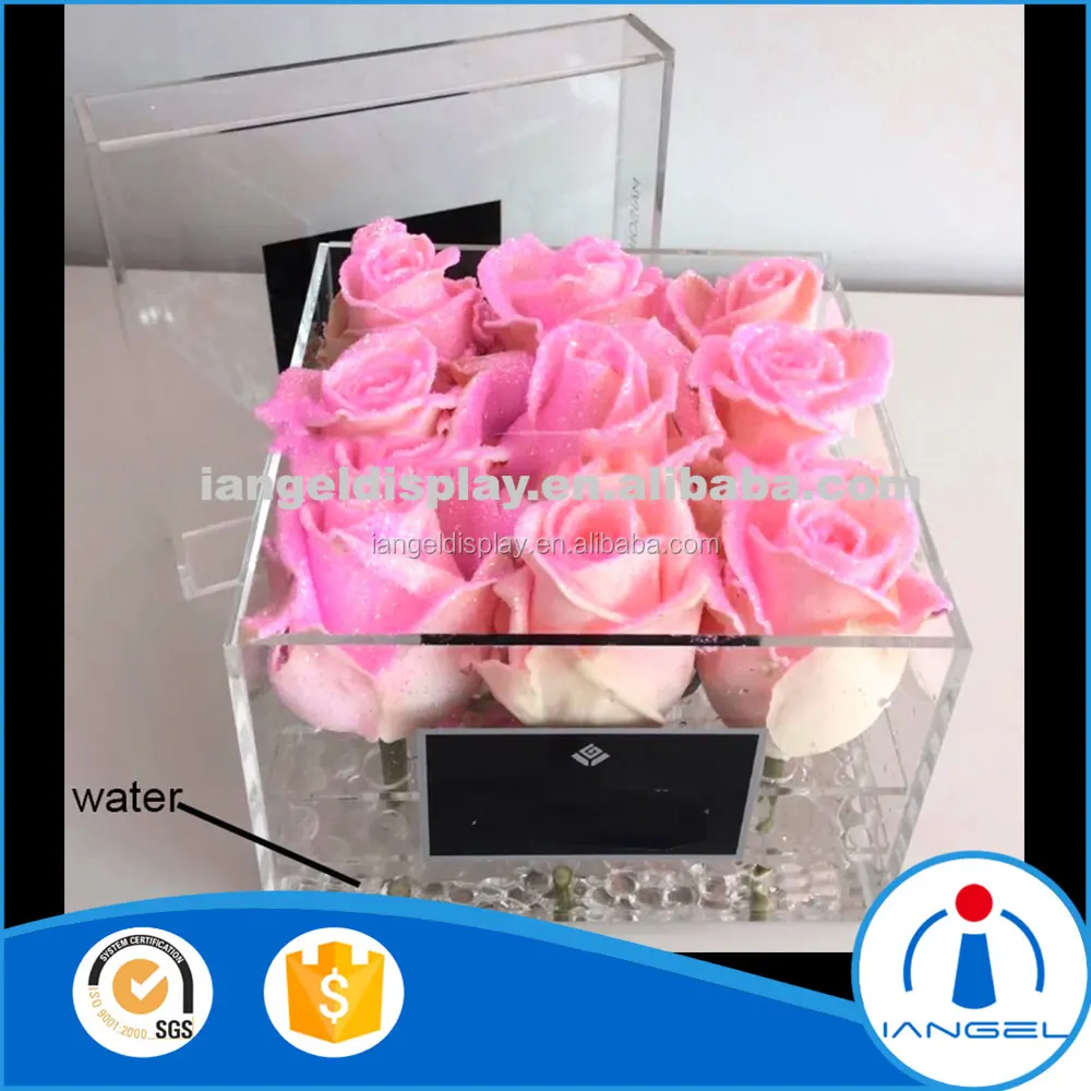 Iangel clear acrylic flower rose box packaging