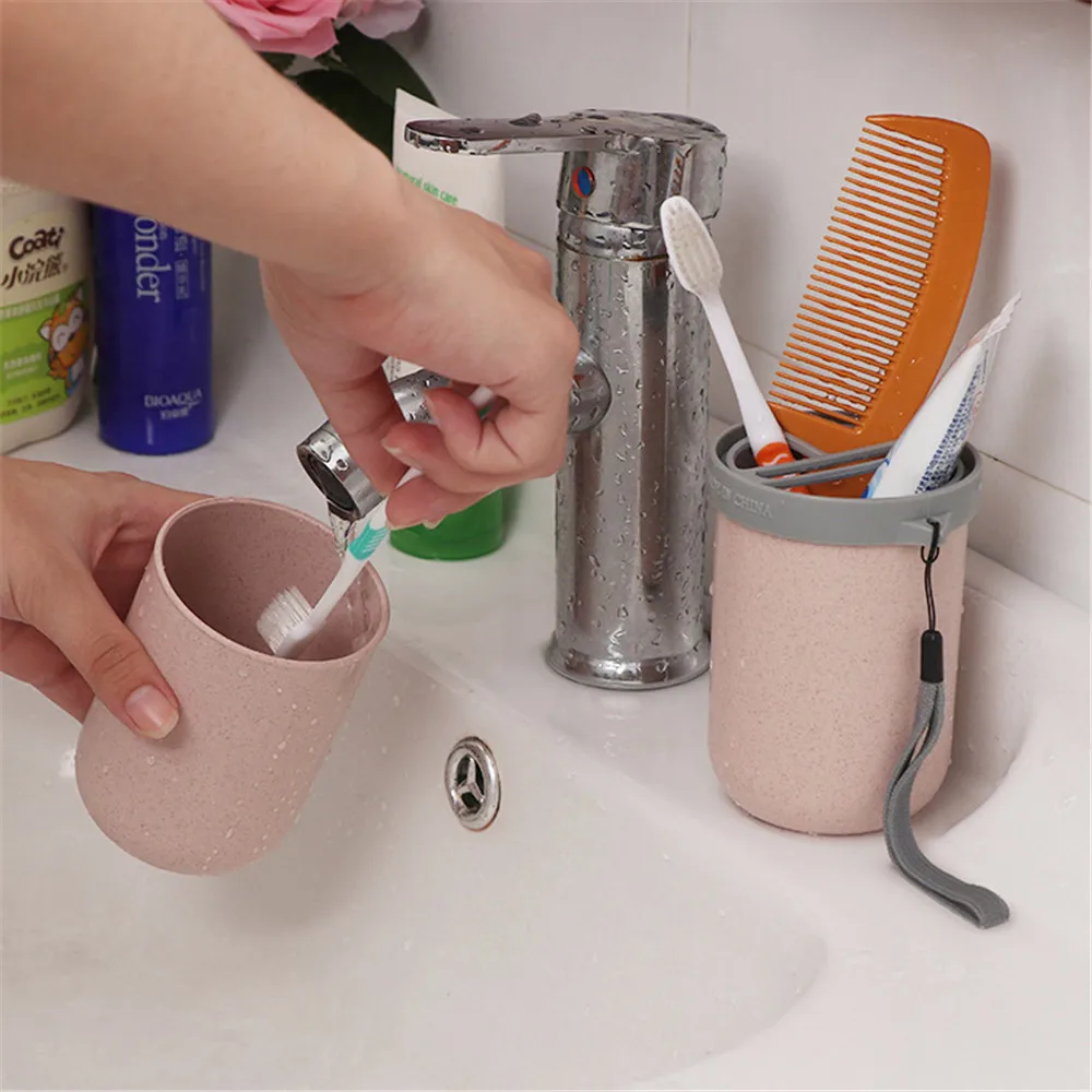 
wholesale Portable cleaning toothbrush travel cup wheat straw tooth-brushing cup 