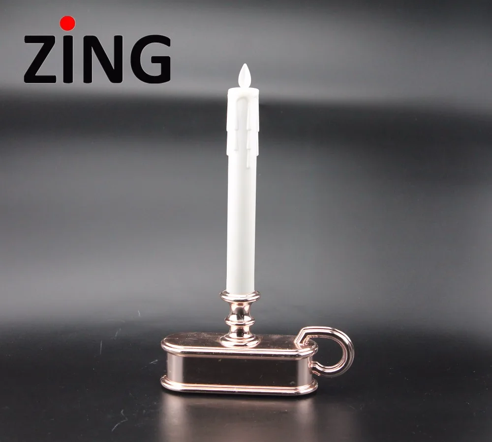 
Rose gold candle holder with led taper candle lights 
