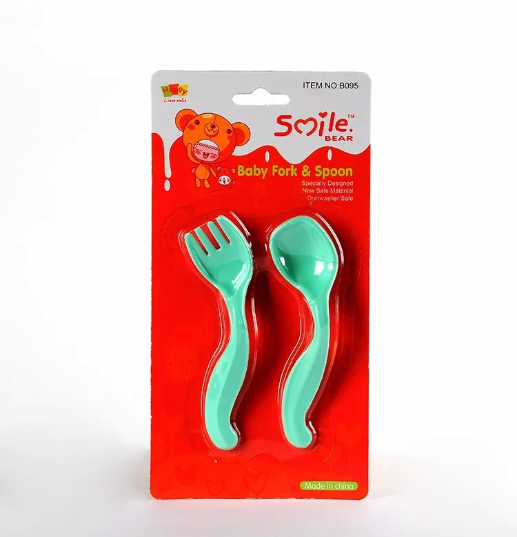 
BPA free food grade cute spork pp baby spoon and fork set 