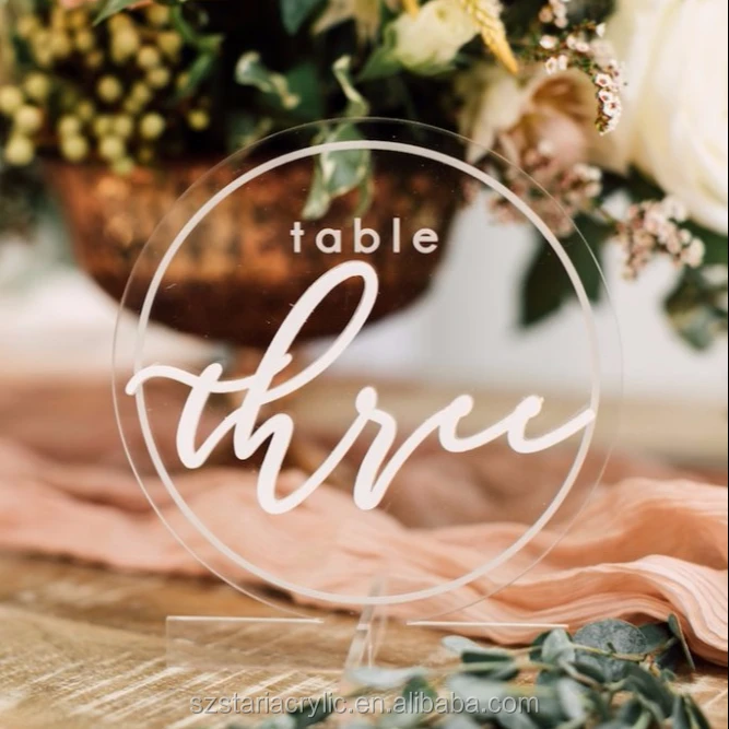 Round Acrylic Freestanding Table Numbers Acrylic Wedding Sign