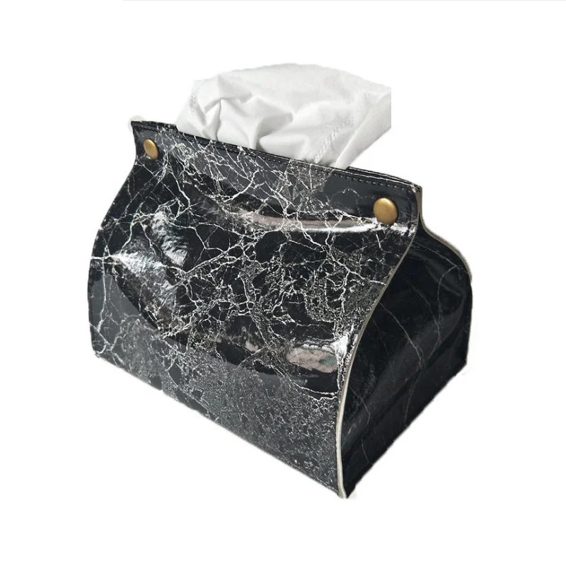 
Chic Tissue Case Box Container PU Leather Marble Pattern Home Car Towel Napkin Papers Dispenser Holder Box Case Table Decoration 