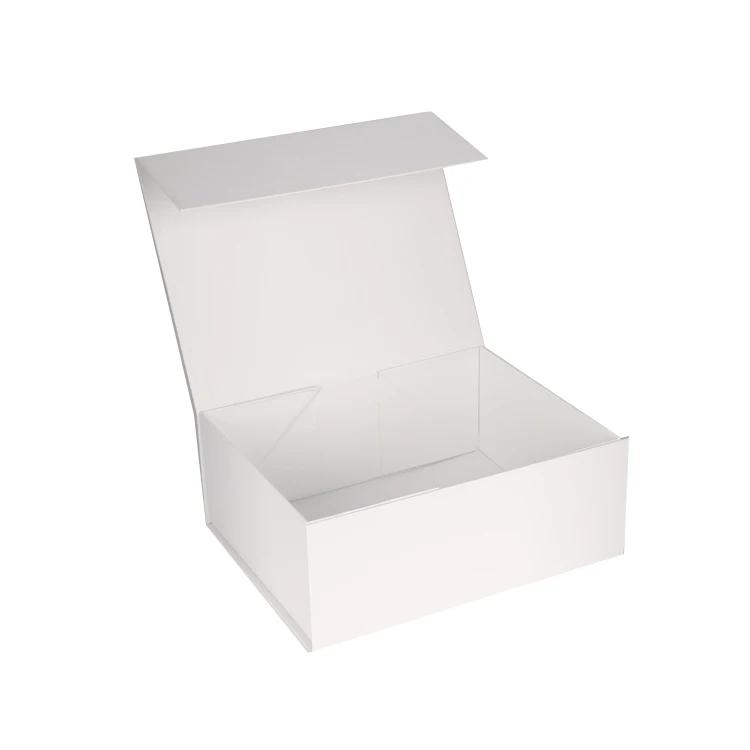 Luxury eco friendly custom book shape hard flip top white small folding paper box magnetic gift box