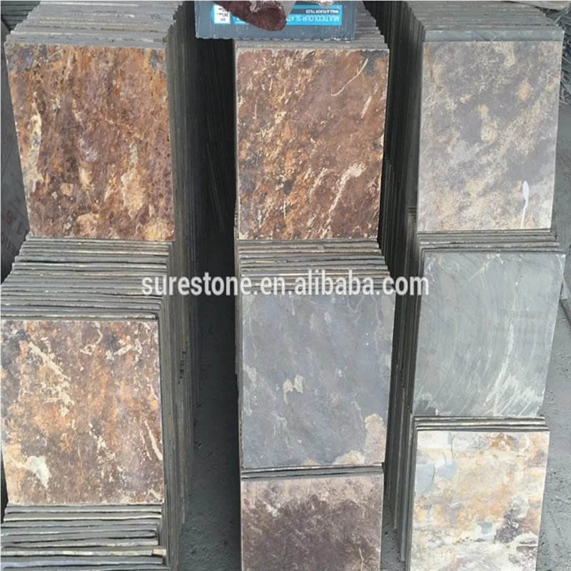 China Jiangxi Rusty slate outdoor wall panel rusty square stone tile natural surface terrace flooring tiles