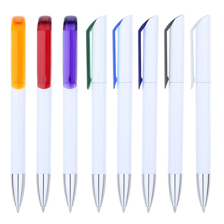 
Economical Custom Design china cheap white barrel plastic 10 color ball pen 
