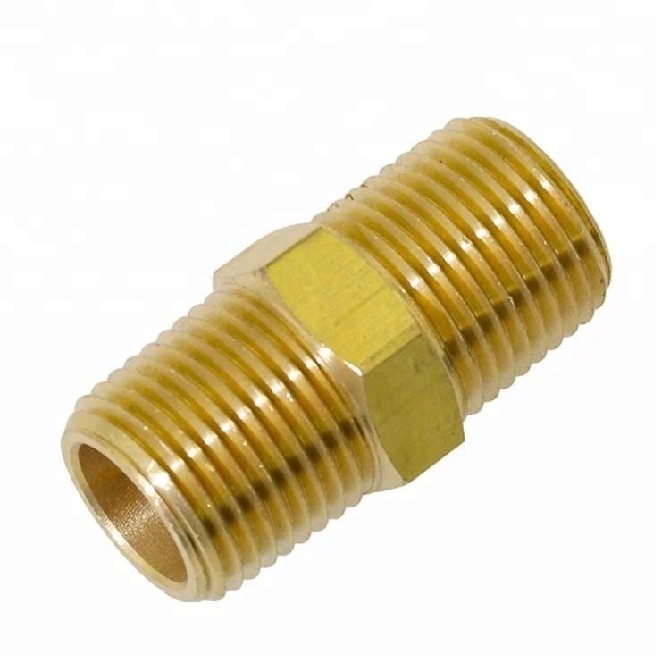 Standard brass pipe hose fitting hex nipple bushing