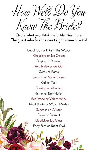 
Floral Bachelorette Party Games with Miss to Mrs Banner and Gold Dots 