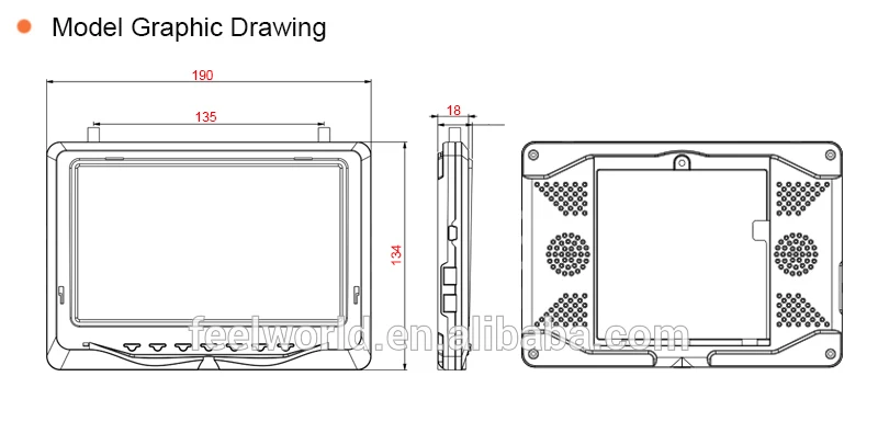 Feelworld 7 дюймов hd fpv монитор встроенной аккумулятор и двойной приемник 1024 * 600 разрешение для dji камерой дрона