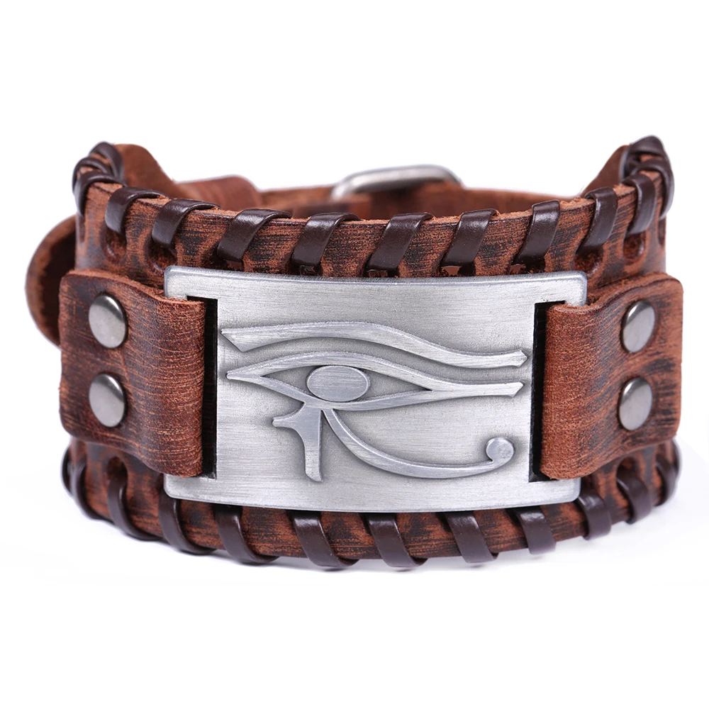 The Eye of Horus Wedjat Eye Talisman for Health and Happiness Bangle Leather Bracelet