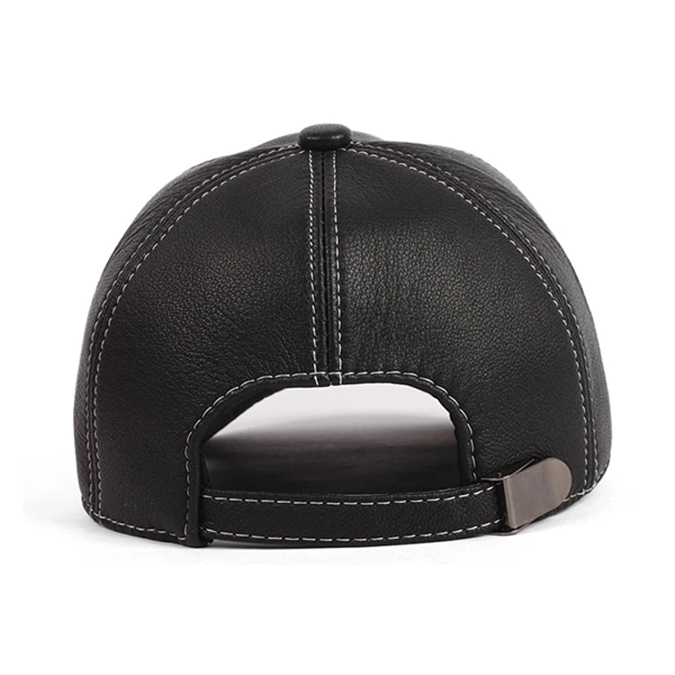Fashion  wholesale Promotional black Leather Baseball Caps for Sale