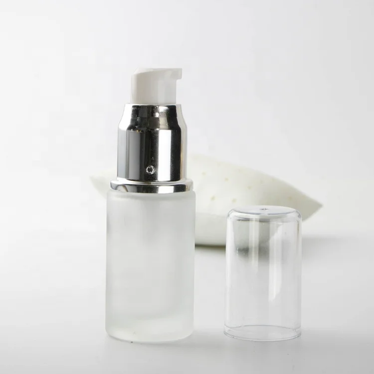 Top quality 30ml frosted transparent glass empty vacuum pump airless bottle for skin care lotion