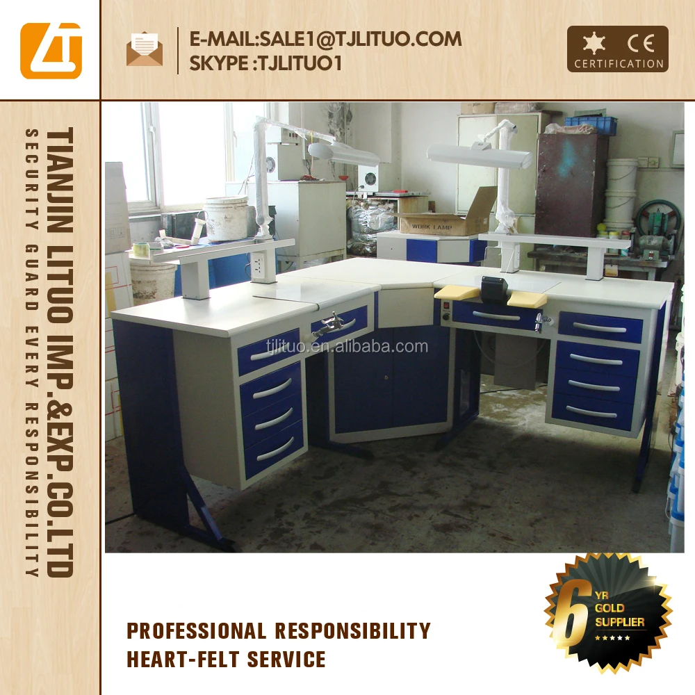 LT-D01 90 degree L type dental lab bench in Grey color