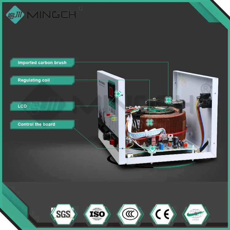 MINGCH China Customized Single Phase 2Kva 1.5kva 1500VA AC Automatic Voltage Stabilizer AVR 2000 Watt Regulator