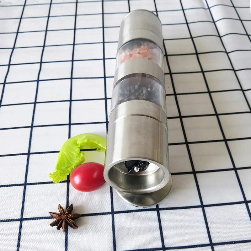 Kitchen Accessaries Stainless Steel Manual Salt Pepper Spice Mill 2 in 1 Grinder