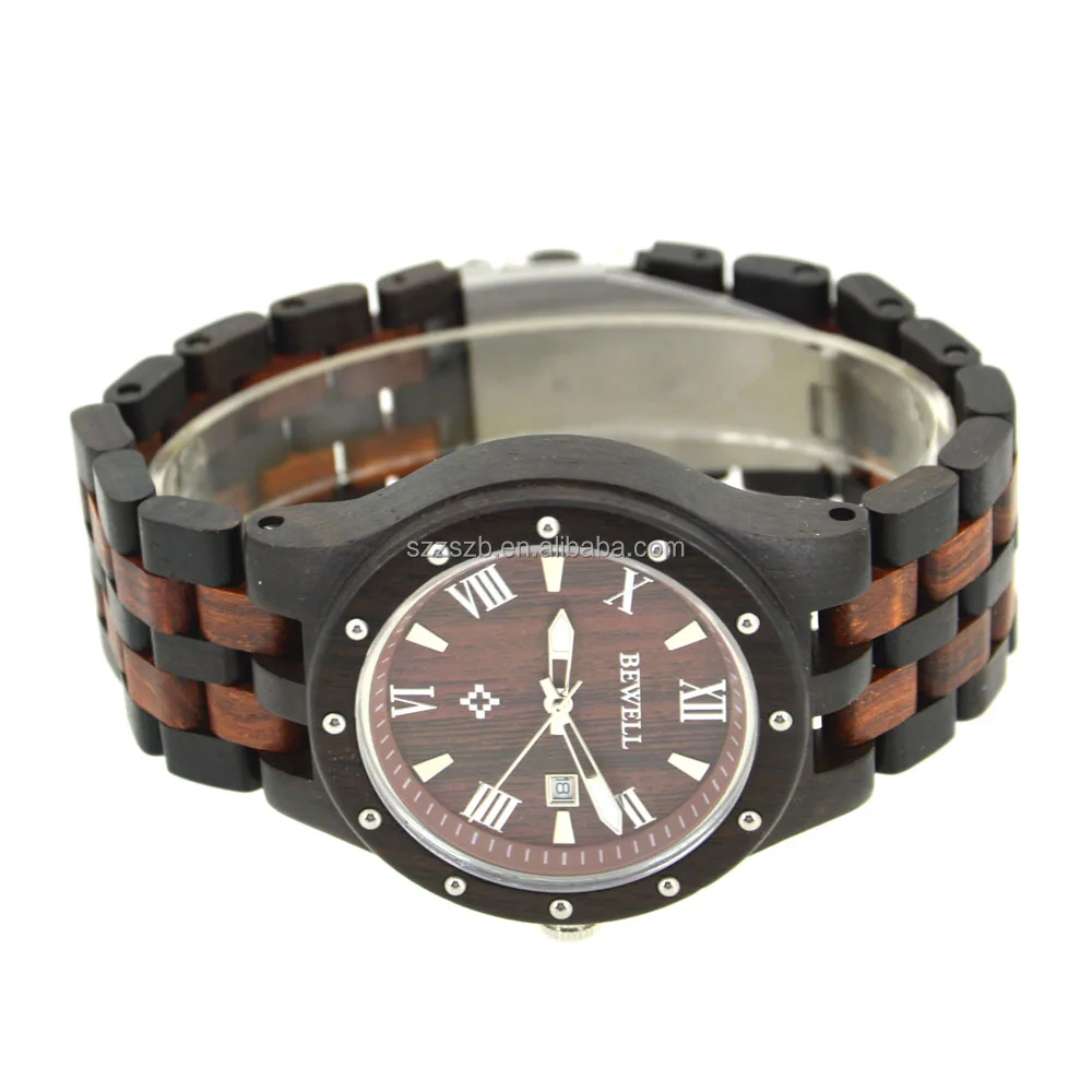 Popular Natrual Product Xxcom Bewell Brand Private Label Sandal Wood Watches Men With Japan Quartz Movement