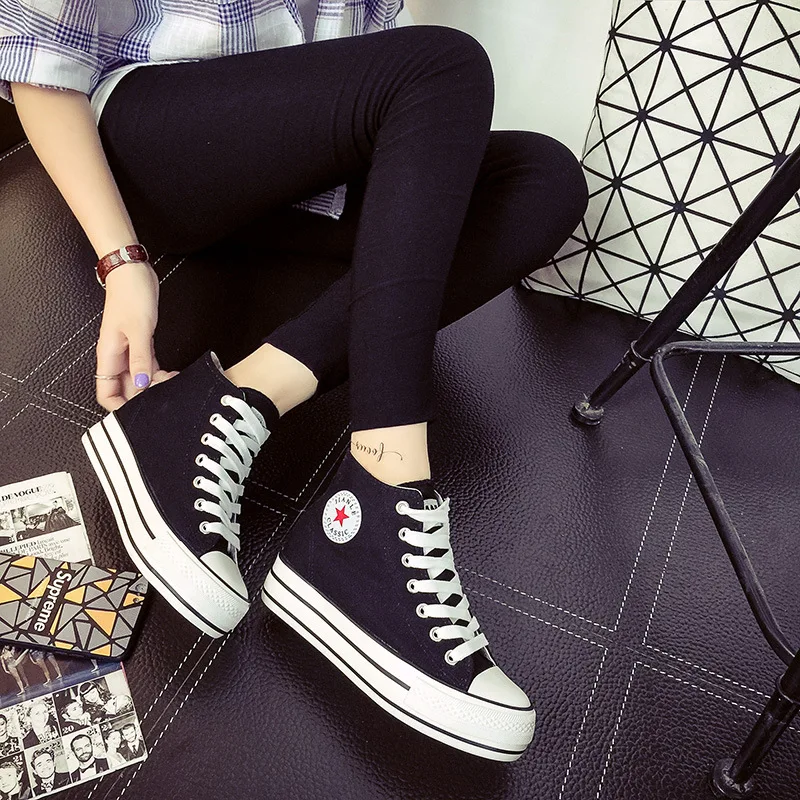 
Custom Made lace up high top Women Canvas Shoes Wholesale factory price 