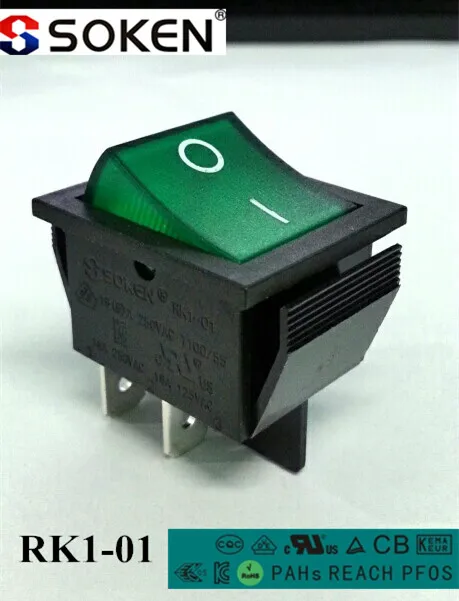 Rk1-01 RoHS ul 4 контакт. освещенной перекидной переключатель 16a 250 В AC