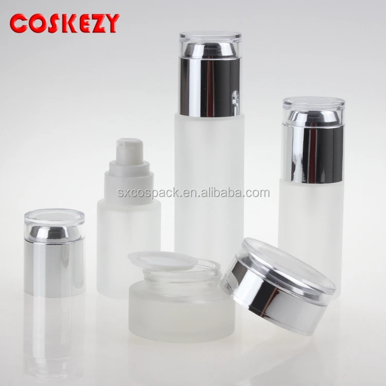 China factory frosted glass skin care packaging, 40ml glass spray pump bottles