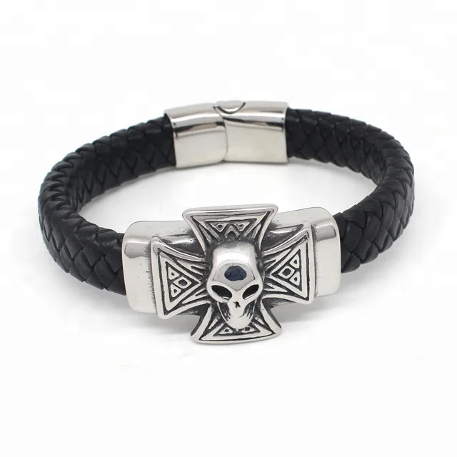 Yudan Jewelry Stainless Steel Scorpion Leather Bracelet