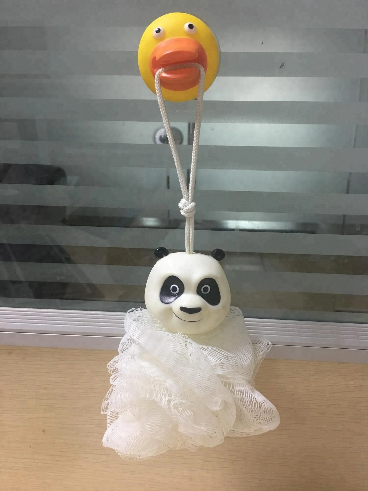 Cute Animal Panda White Bath Shower Sponge Pouf Loofah Bubble Shower Ball Mesh Brush