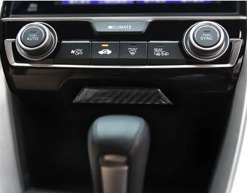 Auto Accessories Carbon Fiber Car Interior Central Console Storage Box Cover Sticker For Honda Civic 2016 2017