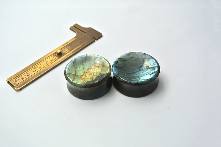 Labradorite Stone Ear Plugs Gem Wholesale Gemstones 35mm 2mm flare 16mm thickness Concave