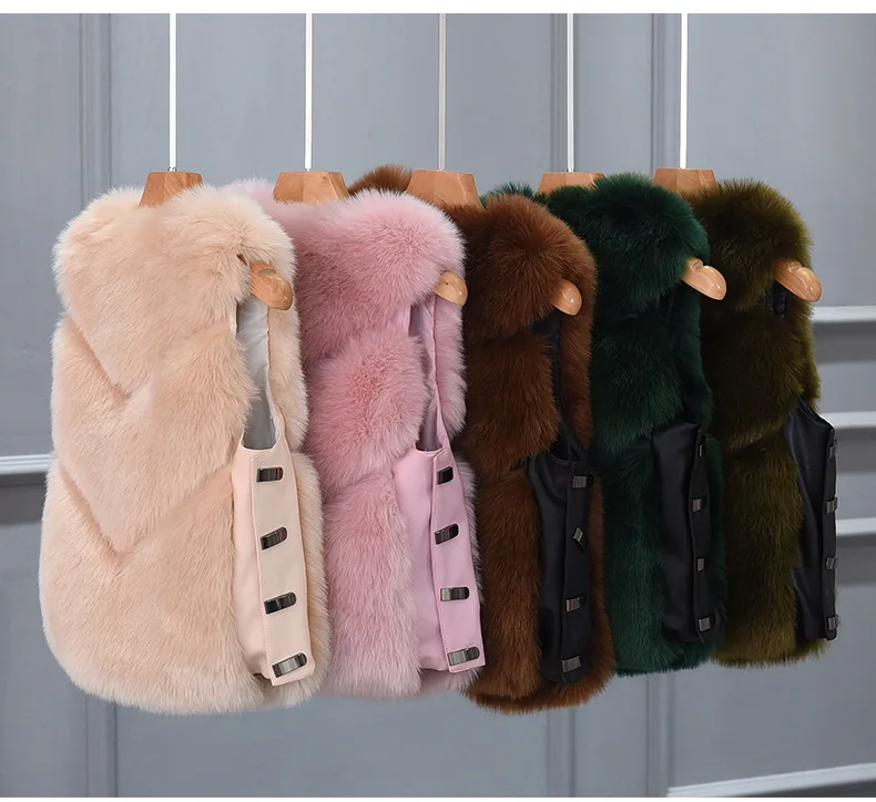 2019 Winter Faux Fox Fur Luxury  Ladies   Waist Coat&Vest