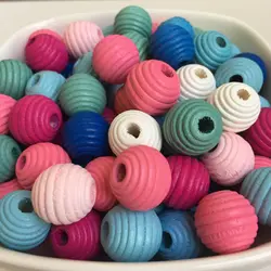 Деревянные бусины в стиле улья, 14 мм, круглые деревянные бусины для макраме, поделок, пастельных цветов