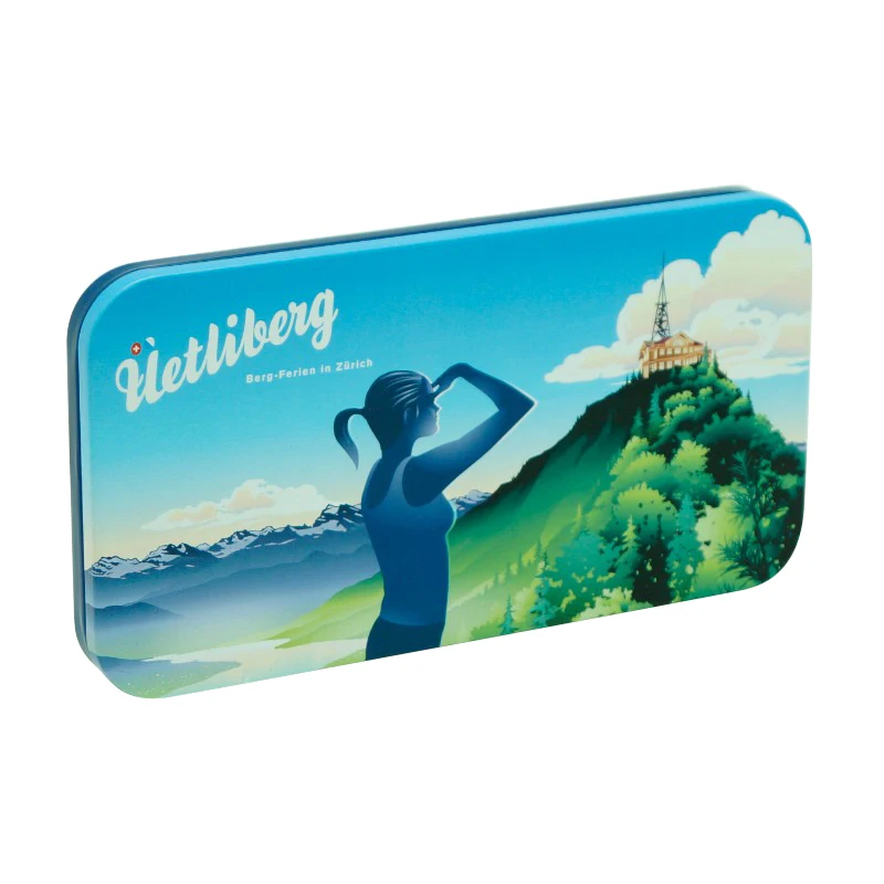 Custom design 2 pcs metal color pencil tin box with hinge