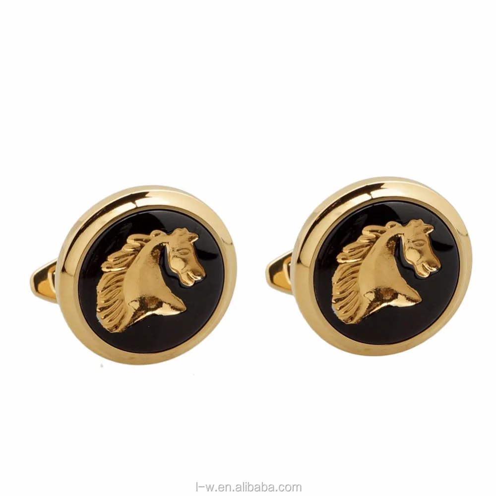 Custom Metal Replica Horse Animal Shape Pattern Enamel Cufflinks with Gift Box