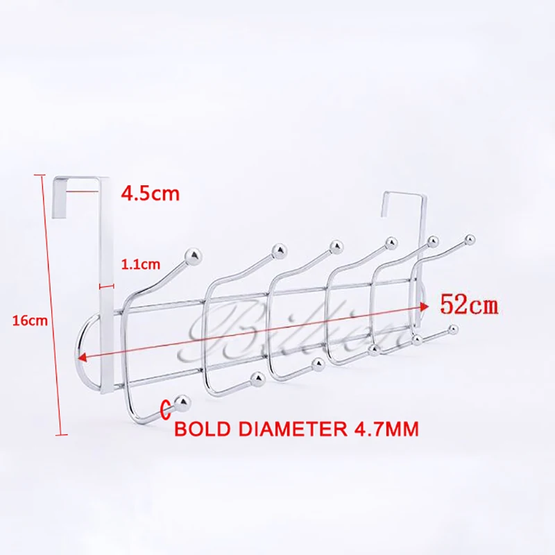 Heavy duty metal stainless steel coat hook over the door hooks with 12hooks